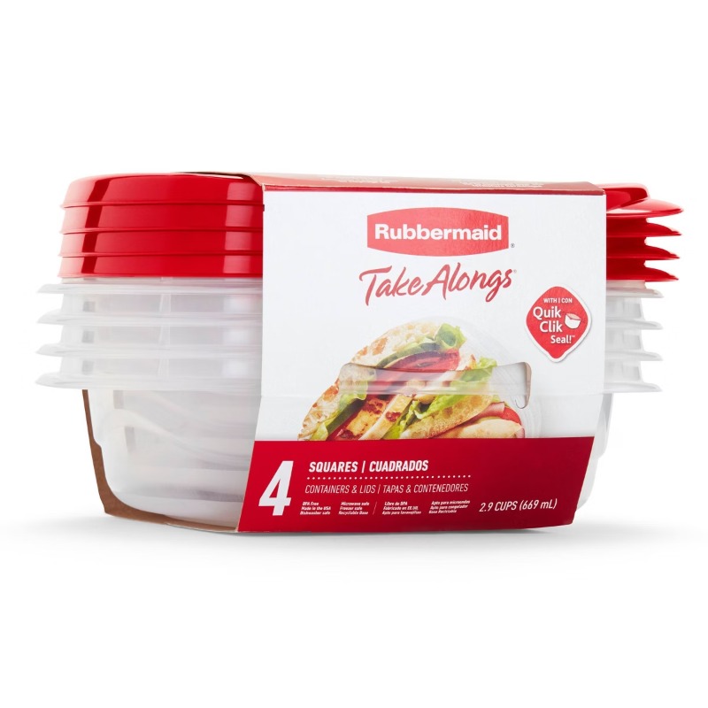 Food Storage Acrylic Containers - 4 szt. Kwadratowe pojemniki na żywność