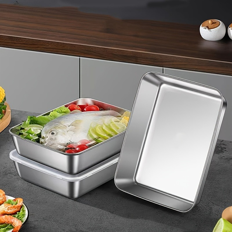 Food Storage Stainless Steel - 3/6 szt. Prostokątna pojemnik na żywność
