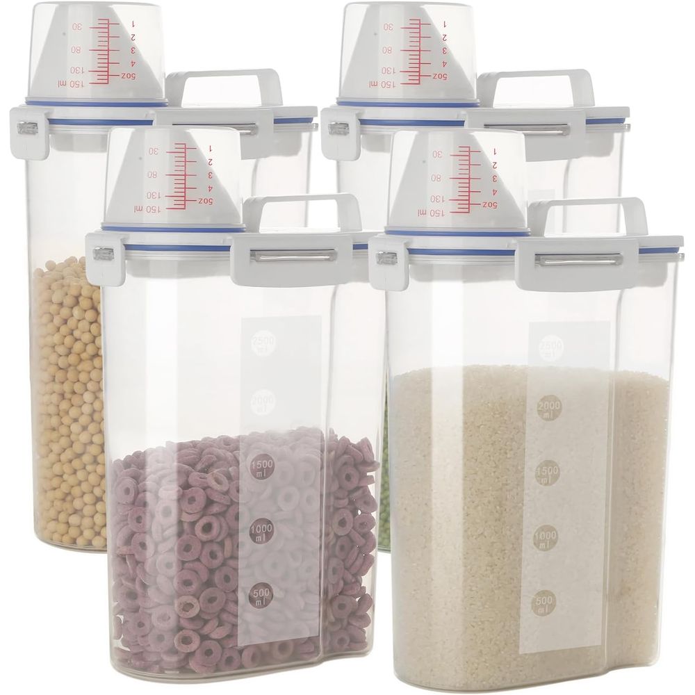 Food Storage Dispenser - Zestaw 4 szczelnych pojemników na ryż