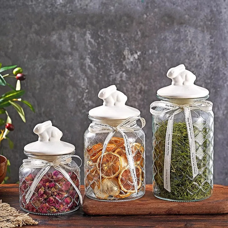 Food Storage Acrylic Containers - Przezroczysty szklany słoik z uszczelnieniem, ceramiczna