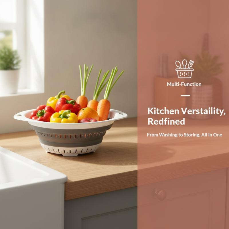 Food Storage Vegetables - Wytrzymały silikonowy składany kosz do odsączania,